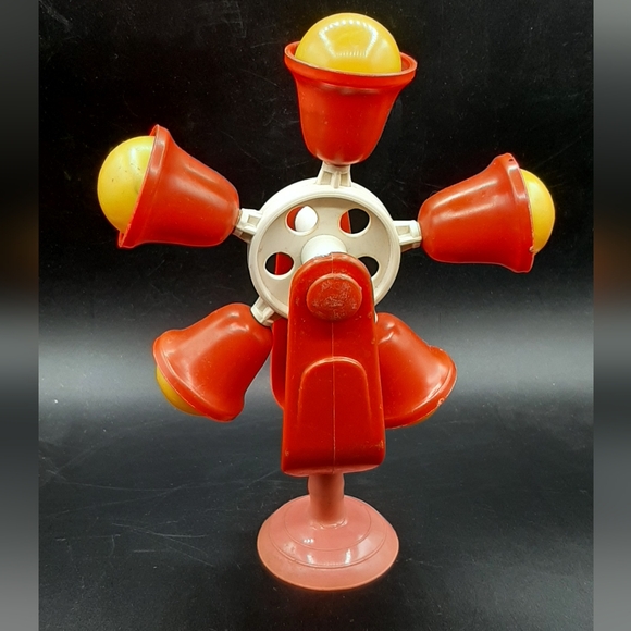 Vintage Suction Cup Wheel Bell Rattle Spinning Baby Toy - Picture 4 of 6